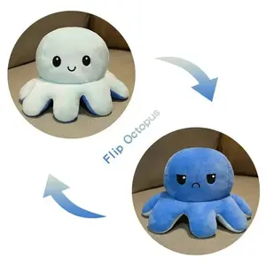 18/28cm Cute Reversible Octopus Plush Toy Double Sided Flip Octopus Pillow Soft Stuffed Animal Doll Home Decor Birthday Gifts