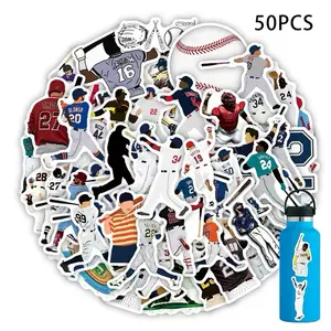 50 pcs Baseball Mix Stickers Decals for Laptops Phones Phone Case Scooter Consoles Walls Luggage Case Books Journal Notebook Craft Project Party Decoration Goodie Bag