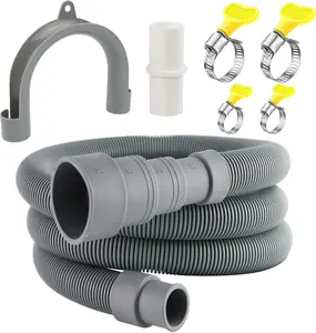 6.56 FT Universal Washing Machine Drain Hose, Drain Hose Extension Kit for Washer, Dishwasher, Dryers, Dehumidifier with 4 Hose Clamps, 1 U-Holder, 1 Adapter, Fit for 0.79-1.5 inch Drain Outlet
