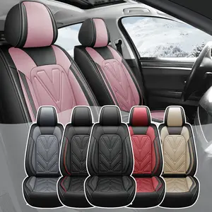 5-Seats Car Seat Covers Full Set Waterproof Nappa Leather 40/60 Spilt Bench Cover Universal For Nissan /Honda /Civic /CRV /Hrv /Kia /Sorento /Toyota /Corolla /4Runner /Camry /Hyundai /Mazda (Full Set)