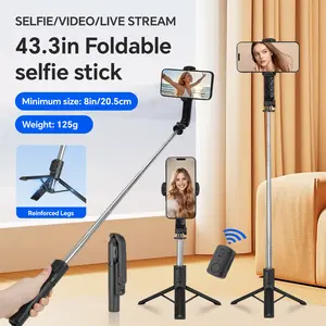45 Inch Retractable Selfie Stick Professional Floor Tripod For Live Streaming, With Wireless Remote, 360° Rotation, Stable Anti-shake Design. Ideal For Travel Vlogs & Outdoor Live Streaming. Compatible With IPhone/Android Smartphones