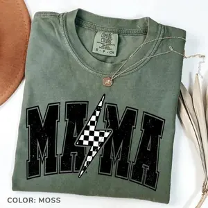 Comfort Colors Mama Lightning Bolt T-shirt, Mama Tee, Mama Shirt, Mom Life T-shirt, Retro Mama Tee, Mama Sublimation Shirt, Sublimation Designs