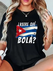 100% Cotton Cuban Flag Funny Cuba Miami Saying Spanish Greeting t-shirt T-Shirt