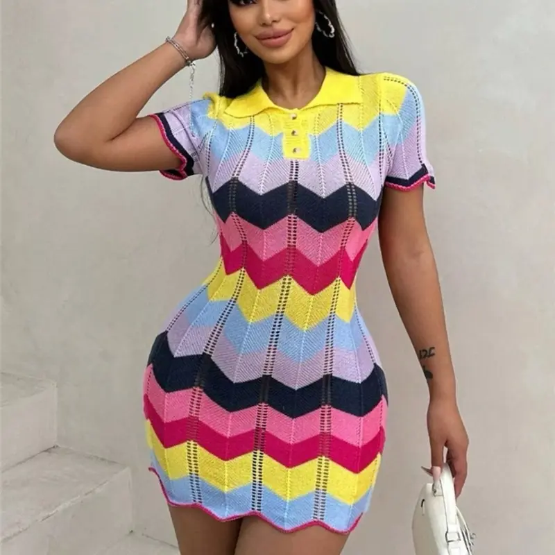 Bella Chevron Knit Sweater Dress