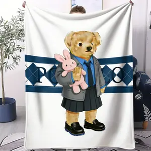 Bear printed pattern blanket, Soft Cozy Blanket, suitable for all seasons, suitable for beds, sofas, cars, room decorations, and gifts, suitable for children or adults