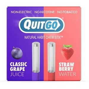 QuitGo Air Straw Grape and Strawberry Habit Chew Stick – Plastic Reusable Natural Aid Straw to Curb Cravings & Breathe Freely