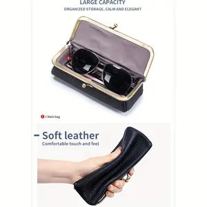 Retro-style leather glasses case, portable travel storage box for storing glasses and accessories, Glasses Holder