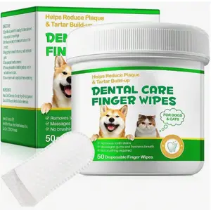 50PCS Pet dental Cleaning Wipes, Gentle& Non-Irritating Stain Remover Wipes Dogs And Cats, Pet Care Essential,1-Time Use Pet dental Wash Pads Pet Towel Pet Wipes