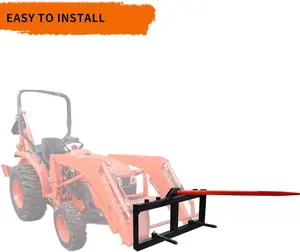 YINTATECH 49" Tractor Hay Spear & Skid Steer Loader 3000lbs Quick Attach for Bobcat Tractors with 2pcs 17" Stabilizer Spears Spike Fork Tine Attachment