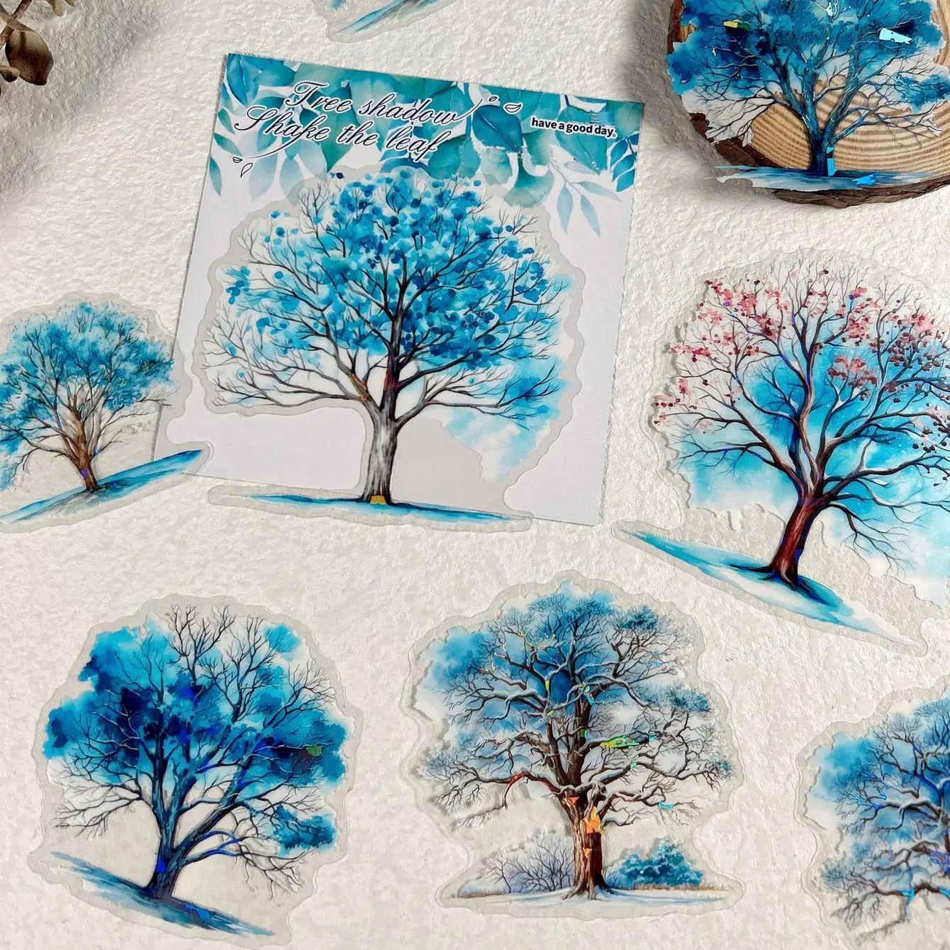 Jungle Tree Pattern Sticker, 10pcs/set Scrapbooking & Journal Making Material Paper, DIY Decorative Sticker for Stationery Computer Water Bottle