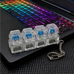 Keyboard Fidget Toy for Adults Fidget Keyboard Clicker Toys with LED Lights Keychain Stress Relief for Anxiety Decompression (1pc)