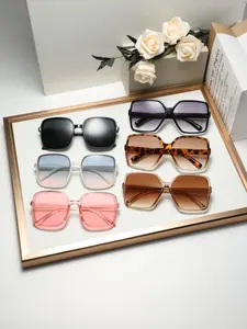 Women's Oversized Square Plastic Fashion Glasses Set, 6-Piece Stylish Casual Eyewear, Perfect for Street Style and Daily