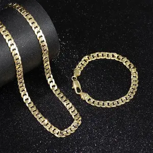 Gold-Plated Cuban & Figaro Set, Bracelet, Necklace - 8mm/10mm wide, High Quality chains necklace