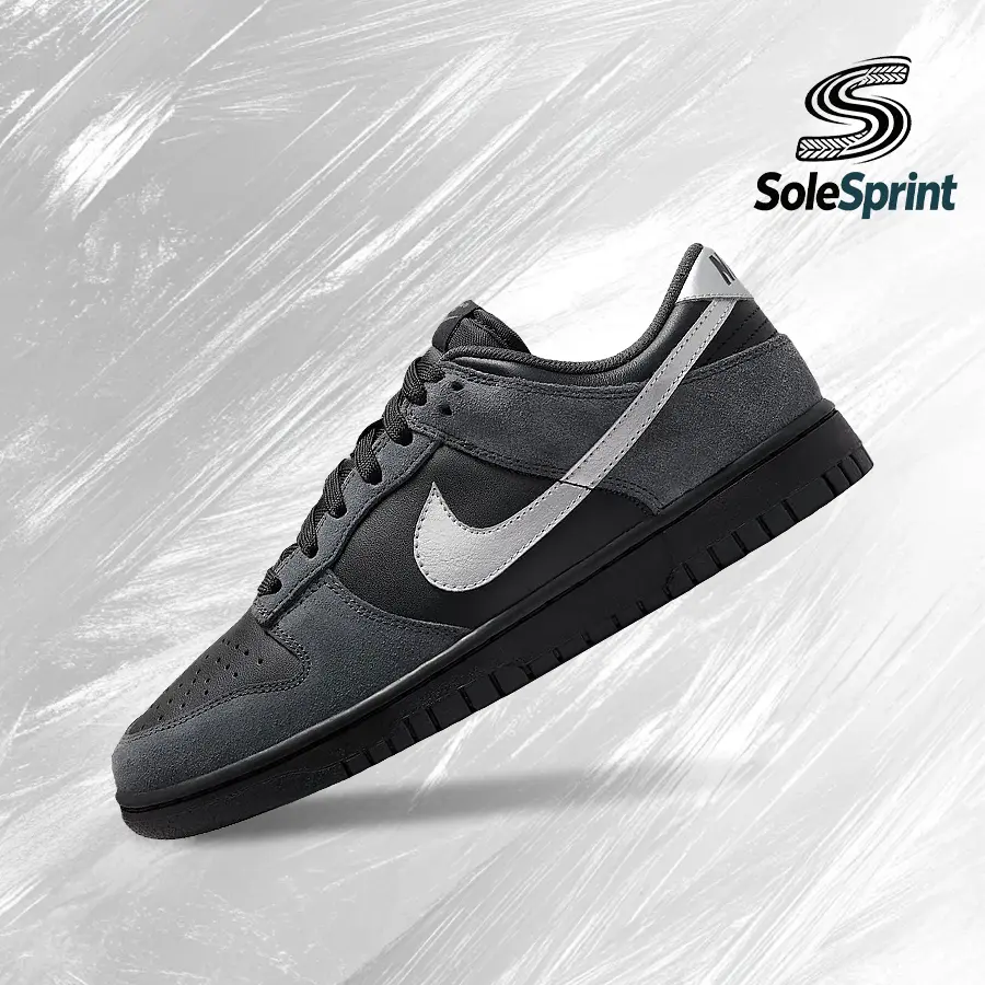 Nike Women's Dunk Low 'Black Anthracite Silver' Low-Top Sneaker, Shock-Absorbent with Standard Fit for Casual Streetwear, II7636-001, Rubber, All Day Sneakers, Athletic Casual Sneakers