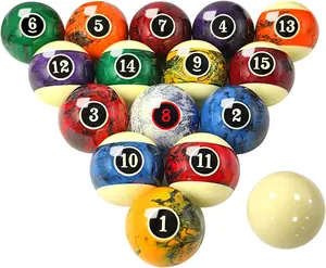 Marble Swirl Style Pool Balls Set Professional 2 1/4-Inch Billiard Balls for Pool Table Complete 16- Regulation Pool Ball Set