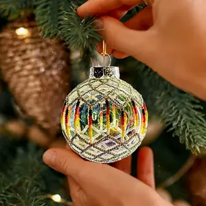Vintage Handmade Beaded Christmas Ornament - Transparent Seed Beads Holiday Tree Decor