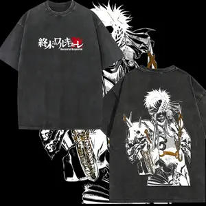 Retro Heavy Limited Qin Shi Huang x Record Of Ragnarok Anime Double Printed Vintage Washed Tee Unisex Oversize Heavyweight Cotton T-shirt for Anime Fans