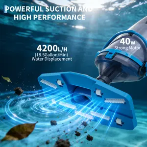 GARVEE Rechargeable Pool Vacuum Cleaner with Telescopic Pole 18.5 GPM Suction 60 Min Runtime Cordless for Above Ground & Inground Pools 30W Motor 14,000 rad/min 1.3L Dust Box 120-mesh Filter