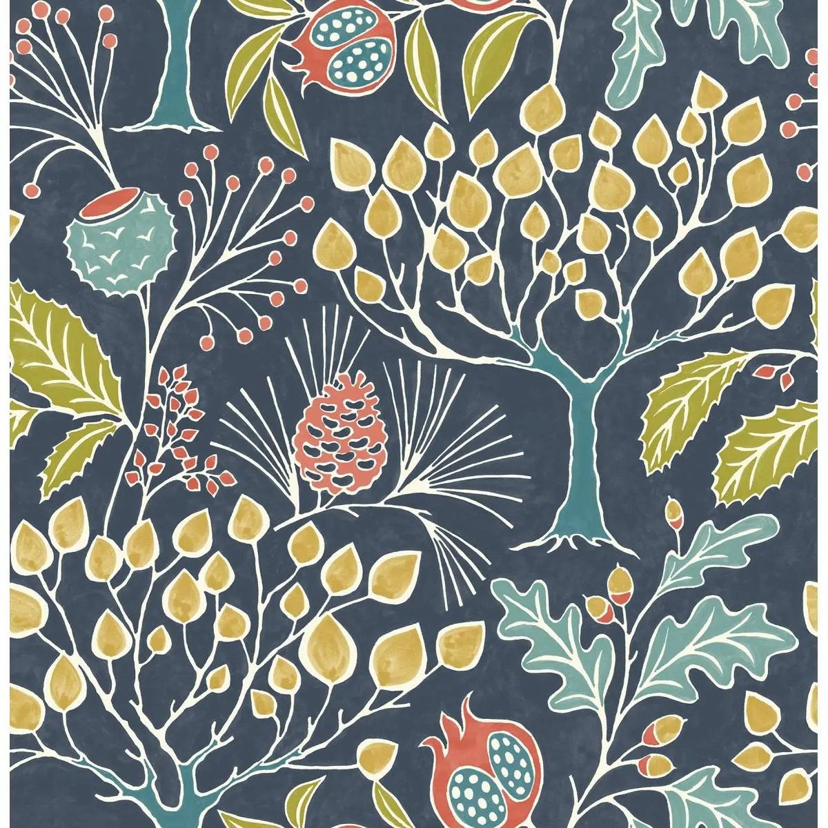 212 MAIN Vintage Peel & Stick Temporary Wallpaper - NU3038 Groovy Garden Navy, 20.5-in x 18-ft Self-Adhesive Wall Panels Hanging Decor for DIY Projects, Easy Install Repositionable Single Roll Indoor Home Decor