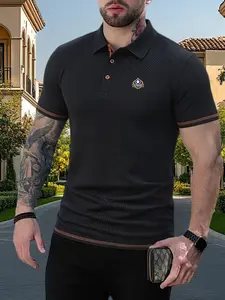 Men's Waffle Texture Polo Shirt, Soft Breathable, Ideal for Golf, Outdoor BBQ, Family Gatherings, Classic Collar Design, Summer Fashion