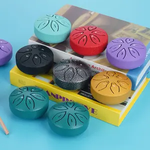 Mini Metal Spirit Drum 3 Inch 6 Notes Steel Tongue Drum Forget-Me-Not Drum Percussion Instrument Portable Musical Instrument