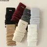 Random Color Women's Fitted Ribbed Knit Leg Warmers with Metal Decor, 1/2/3/4 Pairs, Casual Daily Socks