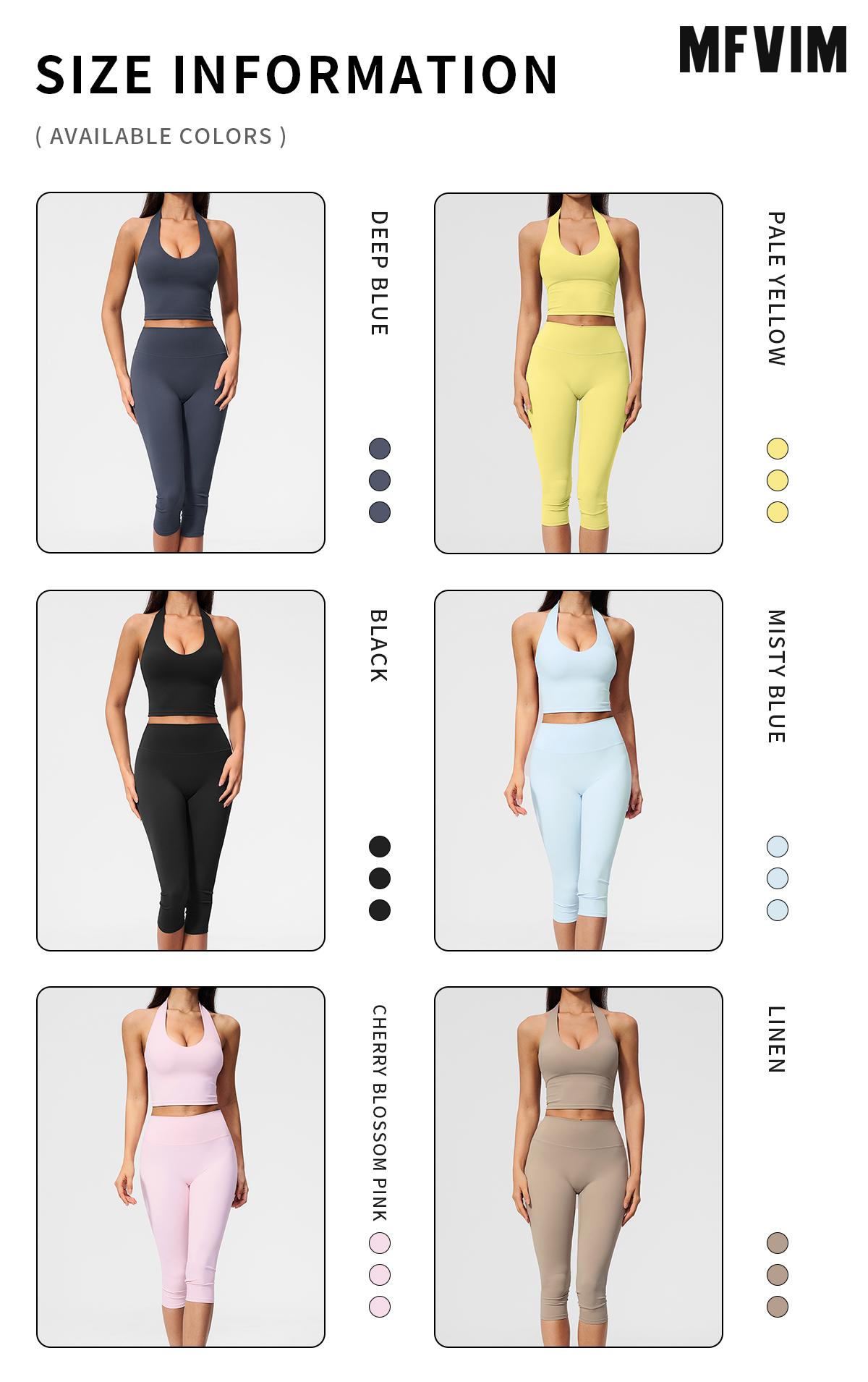 MFVIM Women’s halter V-neck yoga set — high-waisted, thigh-lifting fitness leggings; seamless, quick-dry running two-piece set with a second-skin feel,travel essentials,camping essentials,back to school,back to school haul