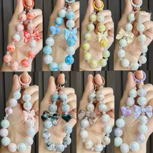 8pcs Colorful Beads Bow Backpack Keychain Additions, Car Key Chain Bag Charm Beaded Bow Y2K Keychains Kawaii Beads Key Chains Women Cute Keychain Clip Bag Additions