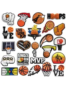 24-Piece Basketball Series PVC Shoe Charms For Bubble Slides Clogs Sandals,PVC Shoe Decorations Accessories Buckle For Christmas Birthday Gifts