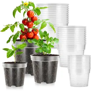 36 Packs 4/5/6 Inch Clear  Pots with Drainage Holes, Reinforced Plastic Seedling Pots for , , Cuttings, and , 40 count  Labels