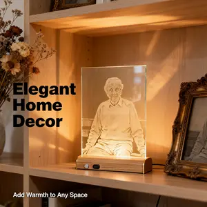 Handcrafted LED Glass Art Night Light - Unique Ambient Mood Lighting for Bedroom, Gift for Her Him