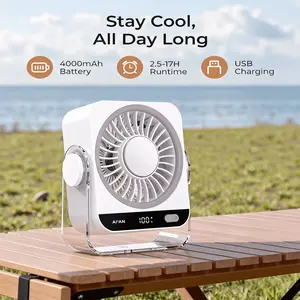 USB Portable Fan Battery Powered Digital Display, Adjustable Speed 1-199, Large Capacity 4000mah, Ideal for Office Bedroom Kitchen Home Outdoor Travel