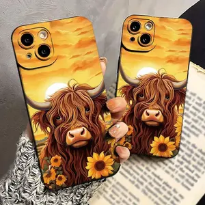 Cow Pattern Phone Case, Decorative Phone Protector Cover, Phone Accessories Compatible with iPhone 17, 16, 15, 14, 13, 12, 11, XS, X, Samsung, and other series models. Makes an ideal gift for friends or family.