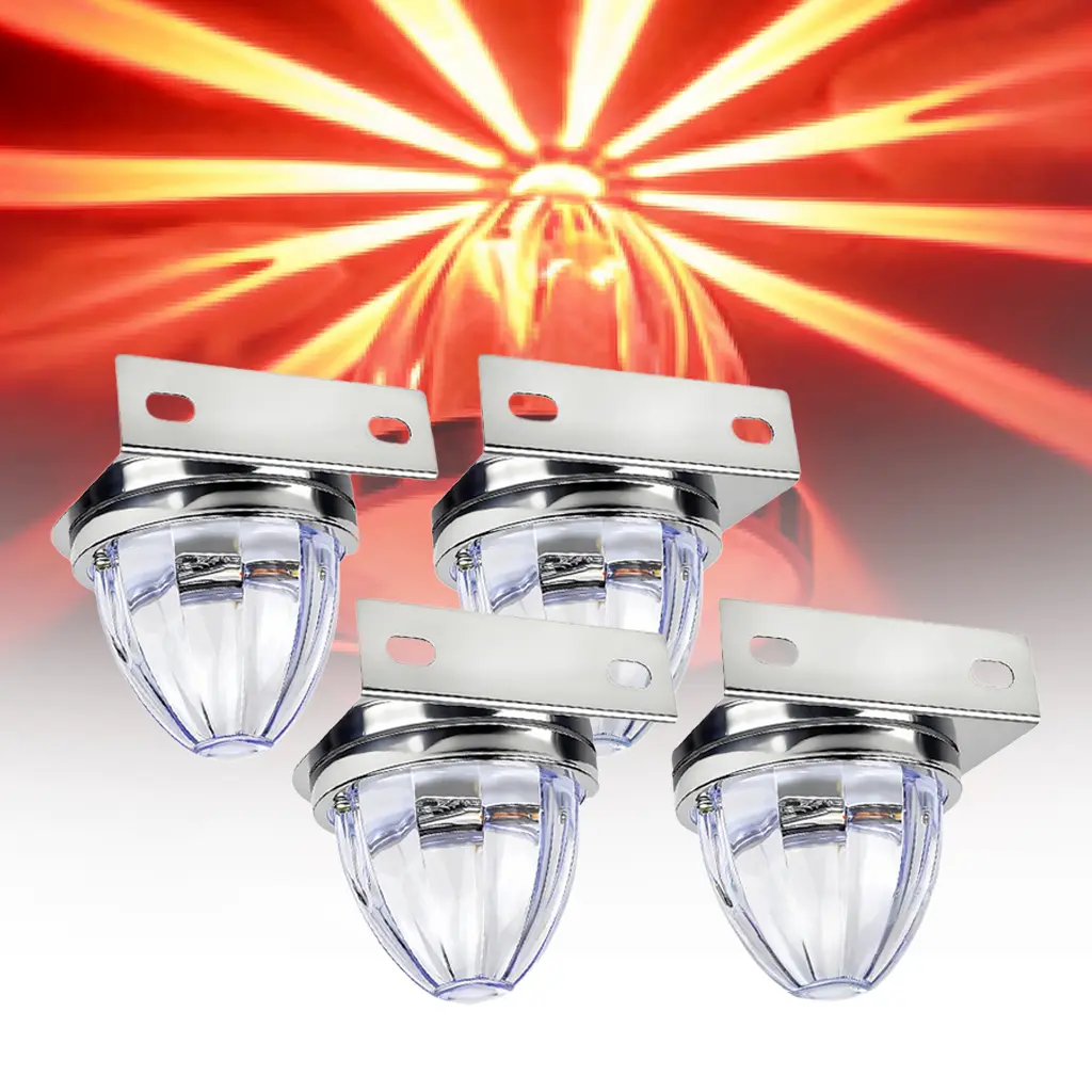 LED Watermelon Strobe Side Marker Lights Clearance Lights Yellow and Red Brake Turn Signal Lamp Under Glow Wheel Chassis Lights for Semi Truck Lorry Pickup Trailer