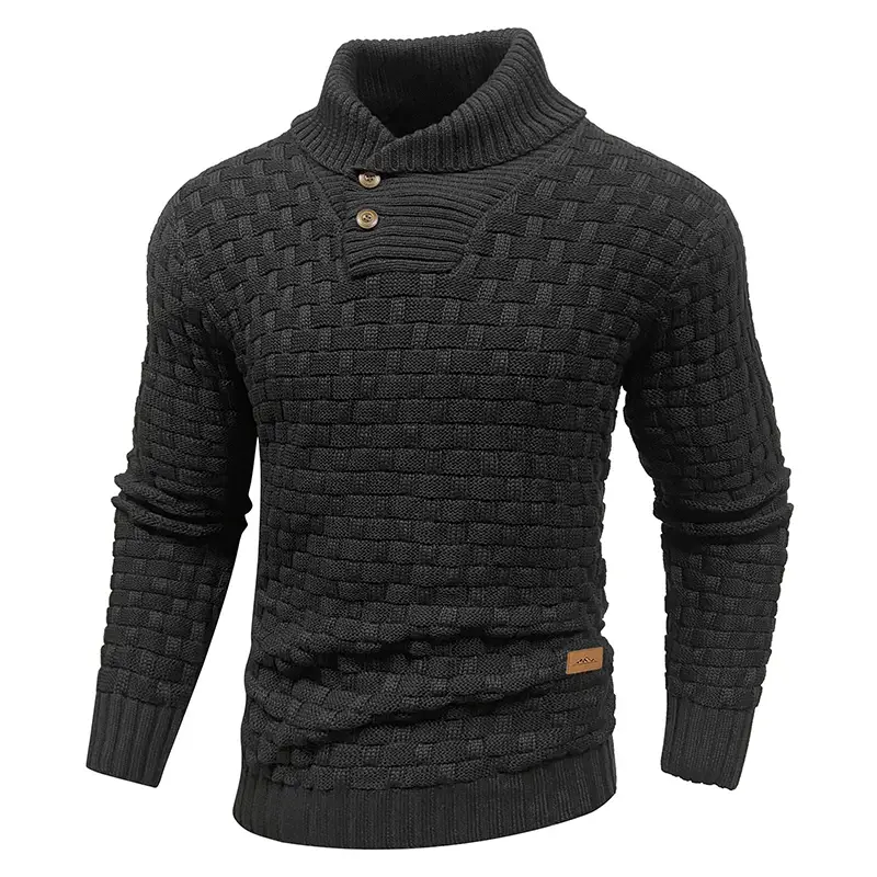 Mens Crewneck Long Sleeve Textured Ribbed Edge Pullover Sweaters Knitted Sweater Tops Springtok Fathersdaygift