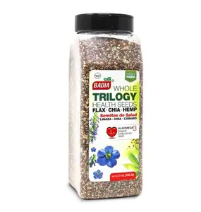 Badia Trilogy Health Seed, Flax, Chia, Hemp Seeds Blend, High Fiber Superfood Mix, Omega-3, 21 oz