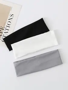 Striped Solid Color Headbands (3pcs), Elastic Hair Bands for Women and Girls, Casual Sports Headwear, Fashion Accessory for Parties and Daily Wear