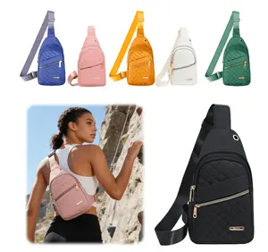 2026 Solid Color Quilted Waist Bag - Casual Large Capacity Zipper Chest Bag, Adjustable Crossbody Bag, Daily Use, Lightweight And Waterproof Valentine's Day Gift