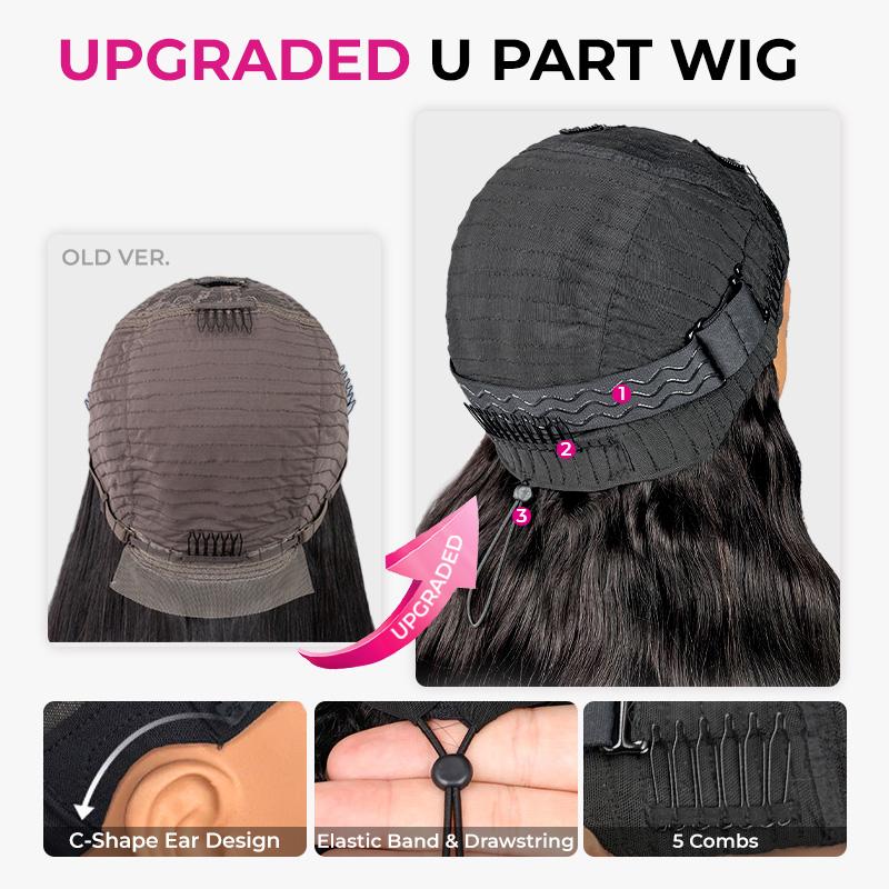 ISEE HAIR 250% Density Yaki Straight Pre-Styled Butterfly Cut Layer U/V Part Sew In Wig Natural Black Human Hair Wigs#SpringStatements