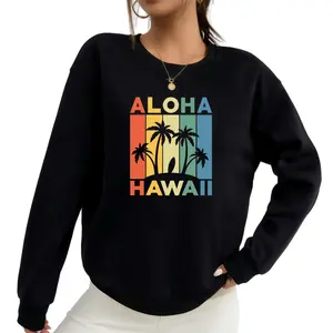Men’s Hawaiian Island Surfboard Sweatshirt – Aloha Hawaii Palm Beach Long Sleeve