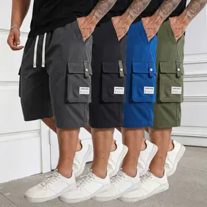 4-Pack Loose Straight Cargo Shorts (Mid-Thigh) — Summer Casual, Multiple Colors Available, Elastic Waist Drawstring