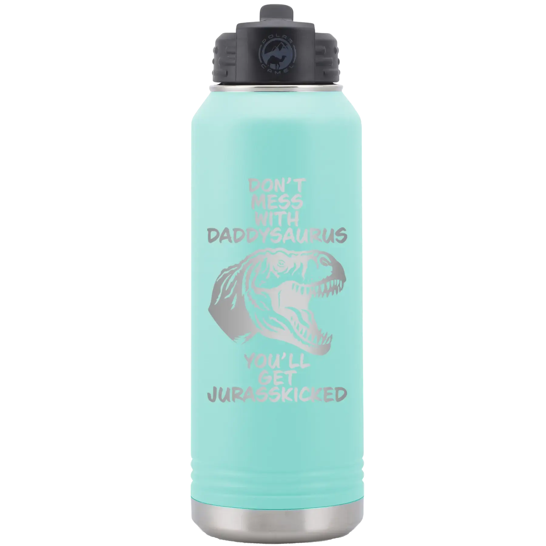 Personalized Daddysaurus 32 oz Water Bottle - Teal