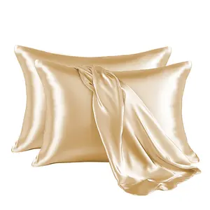 Beauty Sleep Silk 2-Pack Satin Pillowcases with Envelope Closure, Cooling Pillow Covers for Hair and Skin Soft Bedding Sheet Bedsheet Sets