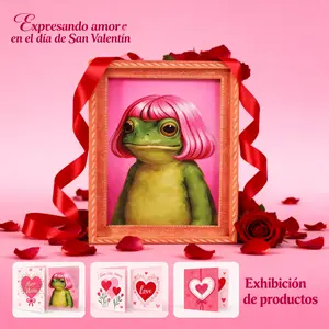 Valentine Gifts Wooden Unique Design Frog Magnet with Bob Haircut Funny Fridge Decor for Valentine's Day
