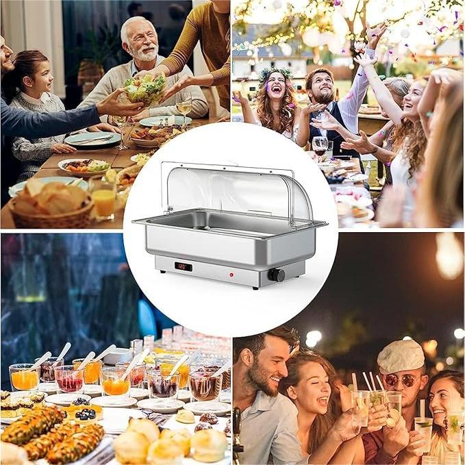【Christmas Deal】GARVEE 9QT Electric Chafing Dish Set with Temperature Control, Stainless Steel 2-in-1 Warming Tray & Food Warmer, Household Appliances, Multi-Pan Configurations for Catering Kitchen, Banquets, Parties