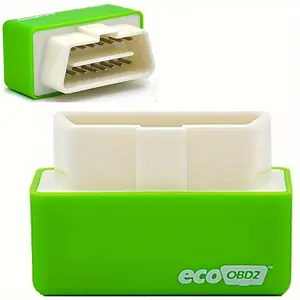 EcoOBD2 Fuel Saver Tuning Box for Cars - Plug & Drive OBD2 Connector, 15% Gasoline Efficiency, Easy Installation, Safe Engine Adjustment, Green & White Design, Compatible with Most Vehicles