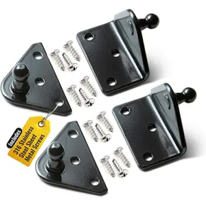 10MM Ball Stud Mounting Black Bracket for Gas Struts Heavy Duty Lift Support Shock Brackets with Stainless Steel Screws Ideal for Spring Hood Struts & Closer Piston Prop Mounts x2 Flat x2 Angled