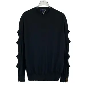 CALUXA- Louis Vuitton Black Distressed Wool Crewneck Sweater Size 42