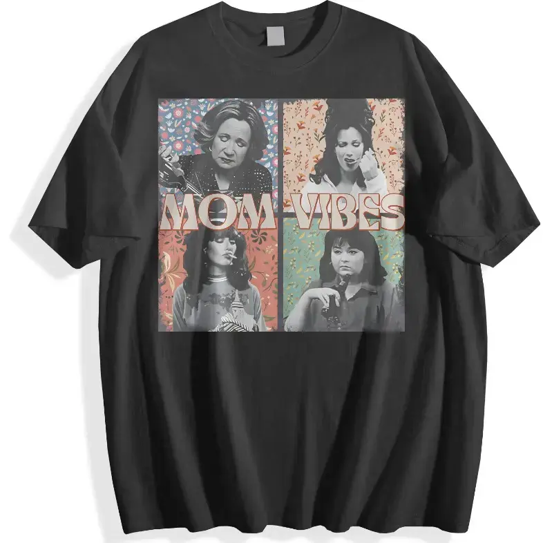 Graphic tee 90s Mom Vibes T-Shirt, Cool Mom Gifts,  Mom T-Shirt, Mom Life t-Shirt, Trendy  Mom T-Shirt, Gift Mother's Day, Short Sleeve T-Shirt for Women Gooning Retro Washed Cotton Rifle Sarcastic Funny Cat Meme Grunge Album Vintage Skull Silly Sleepy