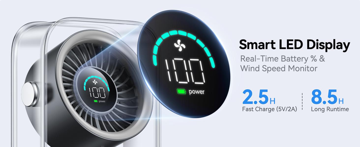 KIMMOO Rechargeable USB Desk Fan, Quiet Table Fan with Turbo Airflow, 100 Speeds, Digital Display, 90° Rotating, Small Battery Desktop Fans for Bedroom Home Office Travel, Black KIMMOO Rechargeable USB Desk Fan, Quiet Table Fan with Turbo Airflow, 100 Speeds, Digital Display, 90° Rotating, Small Battery Desktop Fans for Bedroom Home Office Travel, Black